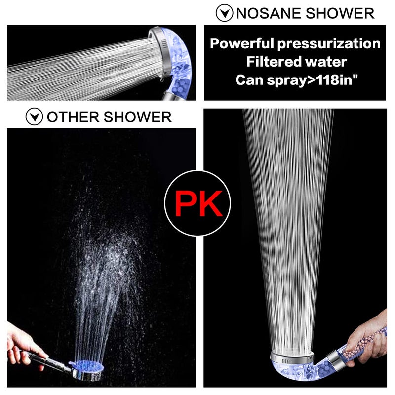 NosameÂ® Shower Head with Hose and Braket, Filter Filtration High Pressure Water Saving 3 Mode Function Spray Handheld Showerheads for Dry Skin & Hair - Image 4